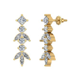 Elegant Stem Leaf Diamond Earrings 14K Gold 3.84 ct-G,SI - Yellow Gold