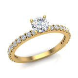 Exquisite French Pave Set Round Diamond Engagement Ring 14K Gold 0.75 ct-I,I1 - Yellow Gold