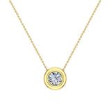 14K Gold Necklace Round Diamond Bezel Set Solitaire 5.20mm -I,I1 - Yellow Gold