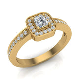 Princess Cut Diamond Ring Promise Style Petite Cushion Halo 14K Gold 0.39 ctw (I,I1) - Yellow Gold