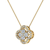 0.80 cttw Loop style Flower Cluster Diamonds Necklace 14K Gold-G,SI - Yellow Gold