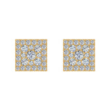 Sharp & Edgy Square Cluster Diamond Earrings 0.53 ctw 14K Gold-I,I1 - Yellow Gold