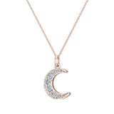 Crescent Dainty Charm Diamond Necklace 14K Gold 0.24 ct-G,I1 - Rose Gold