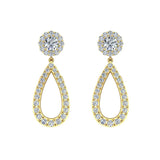 1.66 Ct Fashion Diamond Dangle Earrings Artisanal Tear Drop 14K Gold-G,SI - Yellow Gold