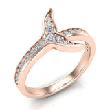 Fish-Tail Design Shank Eternity Band Wedding Ring 14K Gold (I,I1) - Rose Gold