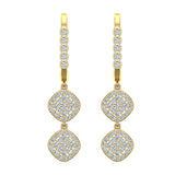 Cushion Diamond Dangle Earrings Dainty Drop Style 18K Gold 1.10 ct-G,VS - Yellow Gold