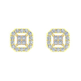 Diamond Stud Earring Princess Cut Cornered Square Diamond Earrings 18K Gold-G,VS - Yellow Gold