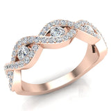 18K Gold Intertwined Diamond Wedding Ring 0.75 Carat (G,VS) - Rose Gold