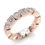 Bezel Milgrain Princess Cut Eternity Diamond Wedding Band 2.52 ctw 14K Gold Glitz Design (I,I1) - Rose Gold
