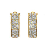 19.41mm Three Row Pave Set Diamond Hoop Earrings 3.00 ct 18K Gold-G,VS - Yellow Gold