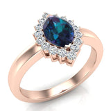 June Birthstone Alexandrite Marquise 14K Gold Diamond Ring 1.00 ct tw Glitz Design - Rose Gold