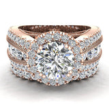 Moissanite Wedding Ring Set 18K Gold Real Diamond accented Ring 5.55 ct-VS - Rose Gold