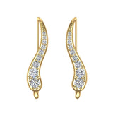 Pave Set Vines Ear Climber Earrings 14k Gold-G,SI - Yellow Gold
