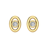 0.10 ct Diamond Earrings Oval Shape Stud Bezel Settings 10K Gold-J,SI2 - Yellow Gold