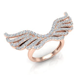 1.12 Ct Trendy Angel Wings Large Diamond Ring 14K Gold (G,SI) - Rose Gold