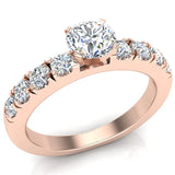 Classic Diamond Accented Solitaire Engagement Ring 18K Gold-G,VS - Rose Gold