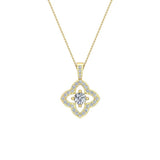 Floral Pattern Diamond Necklace 14K Gold-G,SI - Yellow Gold