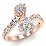 Blooming Flower Plant Bypass Style Diamond Ring 0.65 cttw 14K Gold-G,SI - Rose Gold