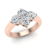 4 Stone Quad Diamond Promise Ring 18K Gold 1.40 ct-G,SI - Rose Gold