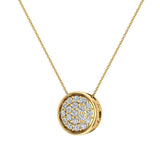 14K Gold Necklace Button Dainty Button Style Pendant 0.50 ctw-G,SI - Yellow Gold