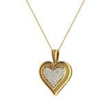 0.56 ct tw Pave-Set Heart Diamonds Necklace 14K Gold (LM,I2) - Yellow Gold