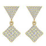 Square Diamond Dangle Earrings 14K Gold 0.80 ct-G,SI - Yellow Gold