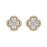 1.60 Ct Unique Diamond Loop Stud Earrings Cluster 14K Gold-G,SI - Yellow Gold