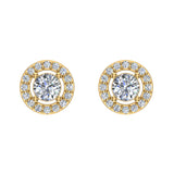 Exquisite Classic Diamond Halo Stud Earrings 14K Gold 4.00 mm Center-I,I1 - Yellow Gold