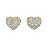 Heart Cluster Pave Diamond Earrings 1/2 ct 18K Solid Gold-G,VS - Yellow Gold