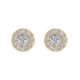 Halo Cluster Diamond Earrings 1.08 ctw 14K Gold-SI - Yellow Gold