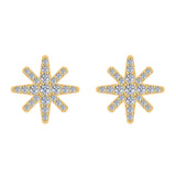 Starburst Pave Diamond Stud Earrings ½ ct 14K Gold-G,SI - Yellow Gold