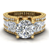 Moissanite Engagement Ring For Women Accent diamond 4.85ct 18K Gold-VS - Yellow Gold
