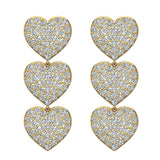Heart Diamond Chandelier Earrings Waterfall Style 14K Gold-I,I1 - Yellow Gold