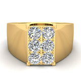 1.25 Ct Six Stone Men's White Diamond Cluster Ring 14k Gold (G, SI) - Yellow Gold