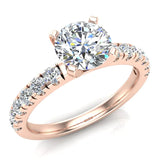 Solitaire Diamond Simple Straight Shank Engagement Ring 18K Gold-VS - Rose Gold