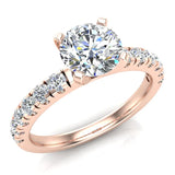 Solitaire Diamond Simple Straight Shank Engagement Ring 14K Gold-SI - Rose Gold
