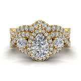 Infinity Style Pear Moissanite Halo Diamond Wedding Ring Set 14K Gold-I,I1 - Yellow Gold