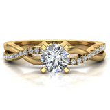 Twisting Infinity Diamond Engagement Ring 18K Gold 0.88 ct-G,SI - Yellow Gold