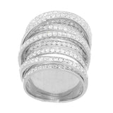 Italian Silver Sterling Bold Crystal Crossover Design Ring