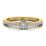 Classic Style Petite Princess Cut Diamond Promise Ring 14K Gold-G,I1 - Yellow Gold