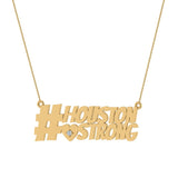 14K Gold Hashtag Houston Strong Heart Diamond Pendant w/ Chain-I,I1 - Yellow Gold