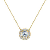 Cushion Halo Diamond Necklace 14K Gold-I,I1 - Yellow Gold