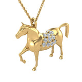 Horse Diamond Necklace for Women 14K Gold 0.20 ct tw (I,I1) - Rose Gold
