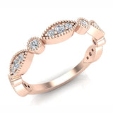 Stacking Circle & Marquee Designer Milgrain Diamond Wedding Band 0.28 Ctw 18K solid Gold (G,SI) - Rose Gold
