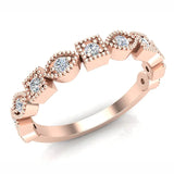 Diamond Wedding Bands for Women Designer Stacking Marquee and Square Milgrain style 0.22 ct 18K Gold (G,SI) - Rose Gold