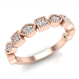 Diamond Wedding Bands for Women Designer Stacking Marquee and Square Milgrain style 0.22 ct 14K Gold (G,I1) - Rose Gold