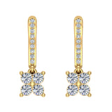 Diamond Cluster Dangle Diamond Earrings 18K Gold (G,VS) - Yellow Gold