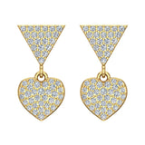 Heart Diamond Dangle Earrings 14K Gold-G,SI - Yellow Gold