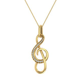 Treble Clef Minimal Music Charm 14K Gold Diamond Necklace I-I1 - Yellow Gold