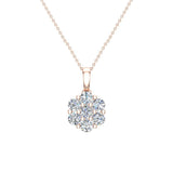 14K Gold Necklace Diamond Cluster Flower Style Glitz Design I,I1 - Rose Gold